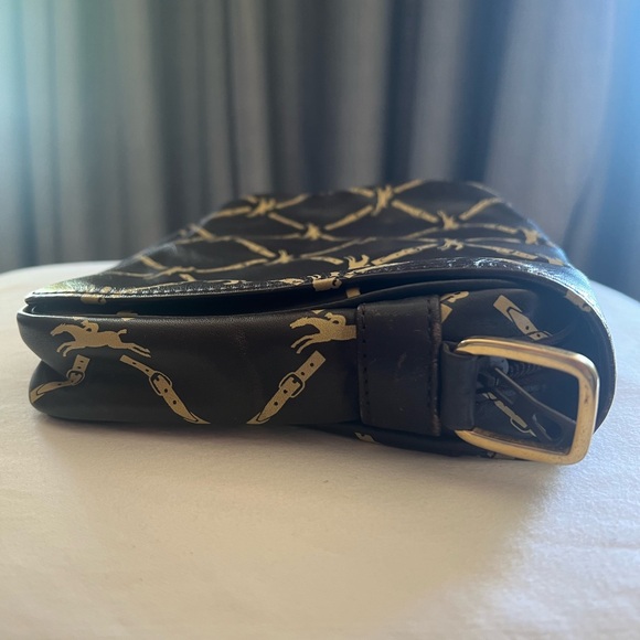 Longchamp Horse & Buckle Logo print Vintage Leather Crossbody. - Picture 7 of 16